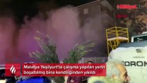 Malatya Yeşilyurt'ta boşaltılmış bina kendiliğinden yıkıldı