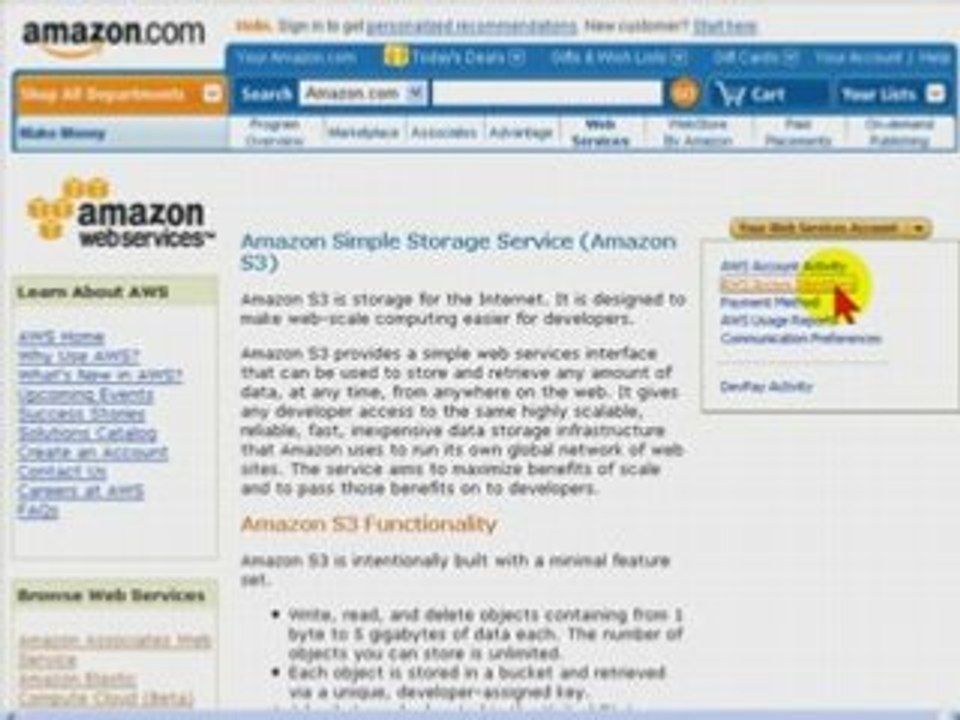 eZs3 - Locate your Access and Secret Keys on Amazon S3