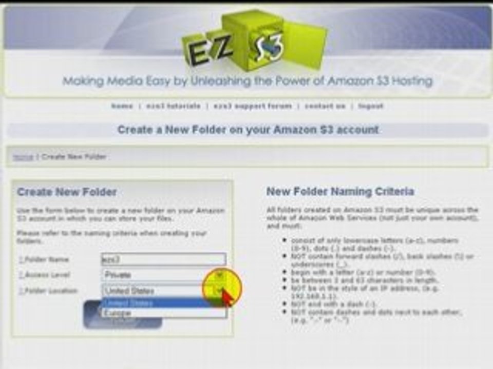 eZs3-Create a New Bucket or Folder on your Amazon S3 Account