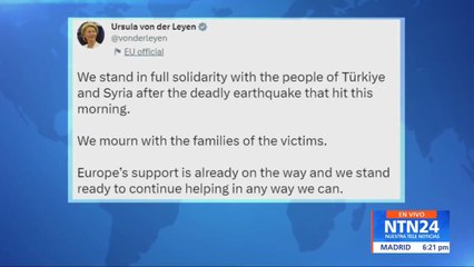 Líderes mundiales expresan apoyo a Turquía y a Siria