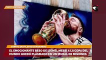 El emocionante beso de Lionel Messi a la Copa del Mundo quedó plasmado en un mural de Misiones