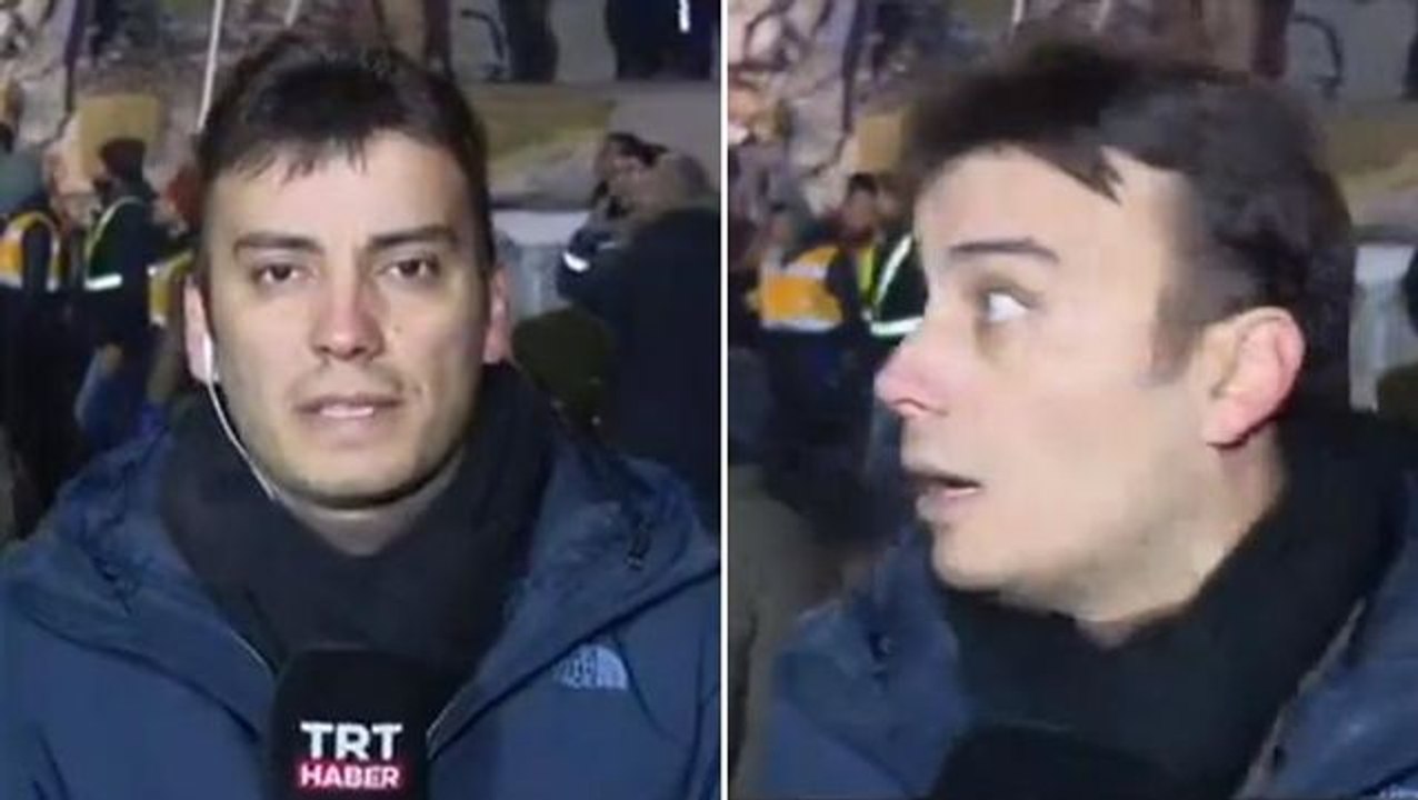 Arama kurtarma çalışmaları sırasında bina çöktü! Canlı yayında olan muhabirin korkusu yüzüne yansıdı