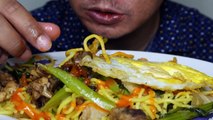 asmr Eat Grilled Noodles, grilled Egg, grilled Chicken | india food eating | khmer noodles eating