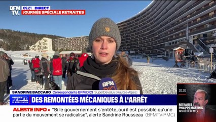 Download Video: Hautes-Alpes: des saisonniers en grève à la station SuperDévoluy, les remontées mécaniques perturbées