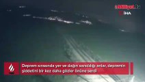 Depremde dağın sarsıldığı anlar kamerada