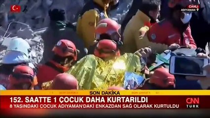 Adıyaman'da kurtarma çalışmalarının 152. saatinde 1 çocuk kurtarıldı