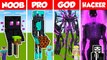 Minecraft NOOB vs PRO vs HACKER vs GOD ENDERMAN STATUE HOUSE BUILD CHALLENGE in Minecraft ANIMATION