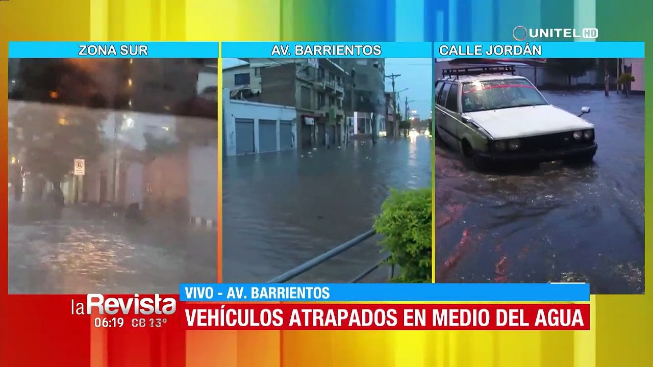 Intensa lluvia en Cochabamba deja calles anegadas y vehículos atrapados