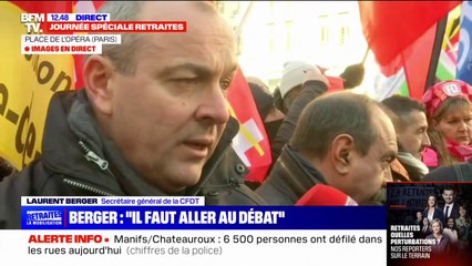 Retraites: Laurent Berger se dit "fier" de "ce mouvement intersyndical qui responsable et digne"