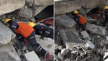 Hatay'da 32 saat sonra kurtarılan Ömer, türkü söyleyerek moralini yüksek tutmuş: Çıktığımda 5 litre su içeceğim