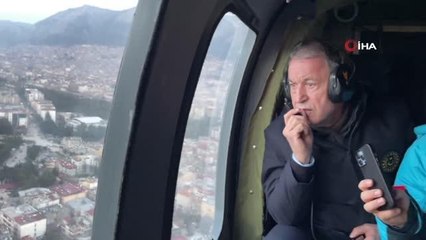 Download Video: Bakan Akar ve Bakan Koca, yıkımı helikopterle havadan inceledi