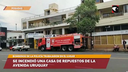 Se incendió una casa de repuestos de la avenida Uruguay