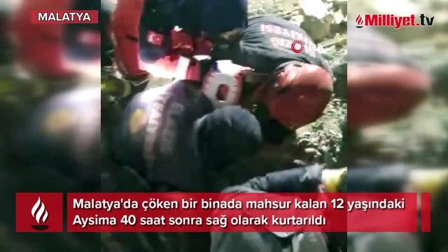 Enkazdan 40 saat sonra sevindiren haber...12 yaşındaki Aysima enkazdan böyle kurtarıldı