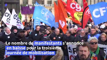 Retraites: moins de grévistes et de manifestants pour le 3e jour de mobilisation