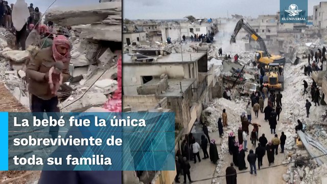 Rescatan a recién nacida entre los escombros tras terremoto en Siria