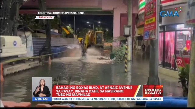 Bahagi ng Roxas Blvd. at Arnaiz Avenue sa pasay, binaha dahil sa nasirang tubo ng Maynilad | UB