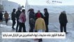 تساقط الثلوج على مخيمات إيواء المتضررين من الزلزال في تركيا