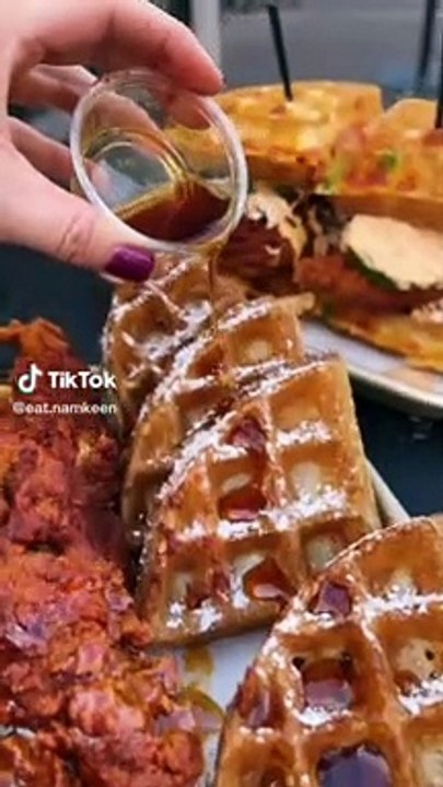 Honey chicken with waffles
