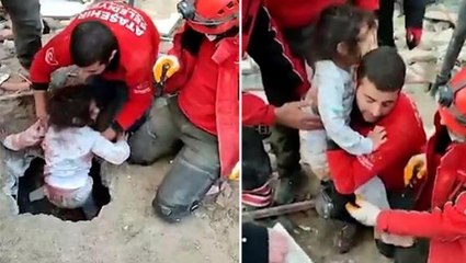 Enkazdan çıkarılan küçük kızın "Abimi çıkarmadınız mı daha?" sözleri yürekleri sızlattı