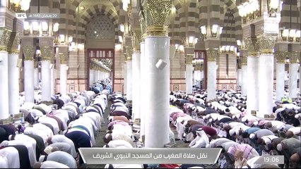 صلاة المغرب من المسجد النبوي الشريف  بـ #المدينة_المنورة ليلة 21  #رمضان 1443هـ