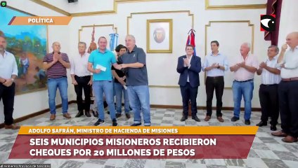 Seis municipios misioneros recibieron cheques por 20 millones de pesos