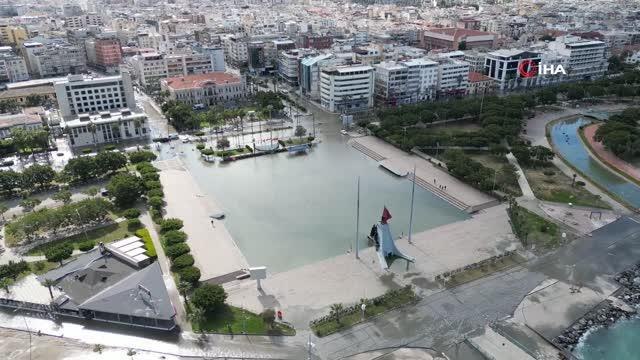 Hatay İskenderun'da deniz seviyesi yükseldi, bölge dron ile görüntülendi