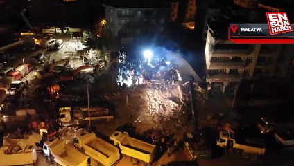 Malatya'daki arama kurtarma çalışmaları havadan görüntülendi