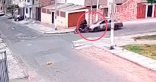 Patrullero embistio a ladrones en moto