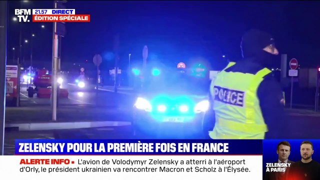 Volodymyr Zelensky quitte l'aéroport d'Orly pour se diriger vers l'Élysée