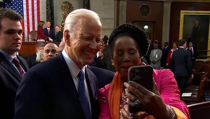 Watch Biden ‘work the room’ after State of the Union address