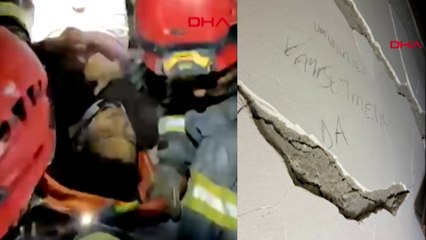 Enkazda duvara 'Umudunuzu kaybetmeyin' yazan genç kurtarıldı