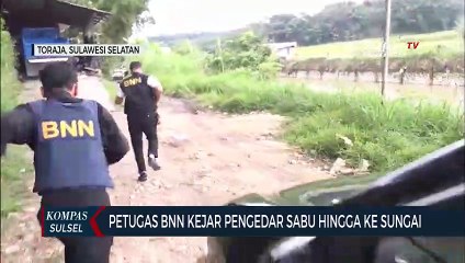 Dramatis, Petugas BNN Kejar Pengedar Sabu Hingga Ke Sungai