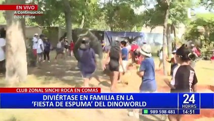 ¡Diversión para toda la familia!: Ofrecen fiesta de espuma en "Dinoworld" del parque Sinchi Roca