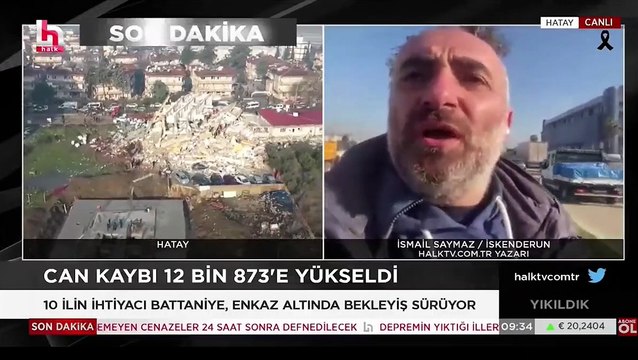 Hatay koskoca bir enkaz ve insanların sığınabileceği çadırlar dağıtılmadı, diyen İsmail Saymaz’a, bir vatandaş ‘Provokatörlük yapma, kapat’ dedi