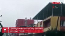Osmaniye'de bir binanın artçı sarsıntıda yıkılma anı kameraya yansıdı