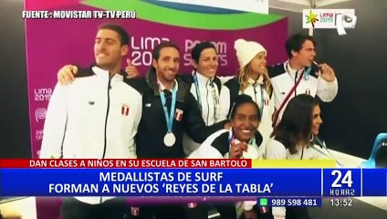 Medallistas peruanos brindan clases de surf en playas del sur