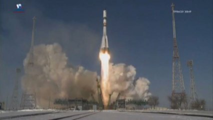 Скачать видео: Spazio, navetta cargo lanciata con razzo russo Soyuz verso l'Iss