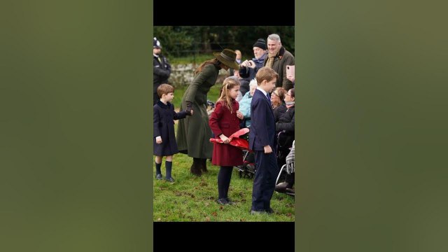 Catherine, Princess of Wales, Princess Charlotte and Prince Louis attend the Christmas Day service