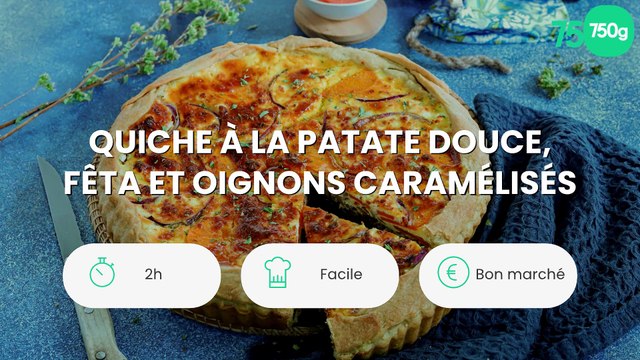Quiche à la patate douce, fêta et oignons caramélisés