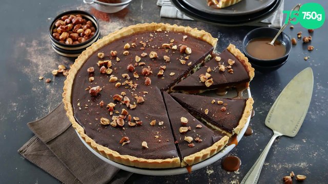Tarte au chocolat noir et caramel au beurre salé