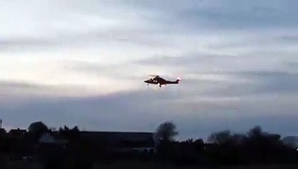 Air ambulance takes off from the scene of the Clowne collision (by Hezzie James)