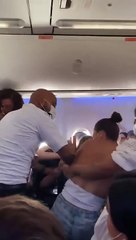 Two families fight over seats on a flight