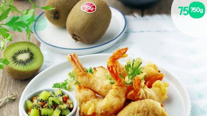 Tempura de gambas et chutney de kiwi