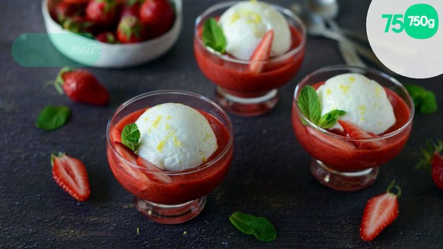 Île flottante aux Fraises du Périgord IGP et à la menthe