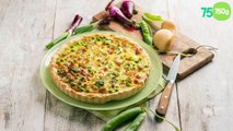 Quiche aux petits pois, oignons rouges et parmesan