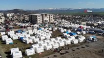 Nurdağı'nda kurulan çadır kent böyle görüntülendi
