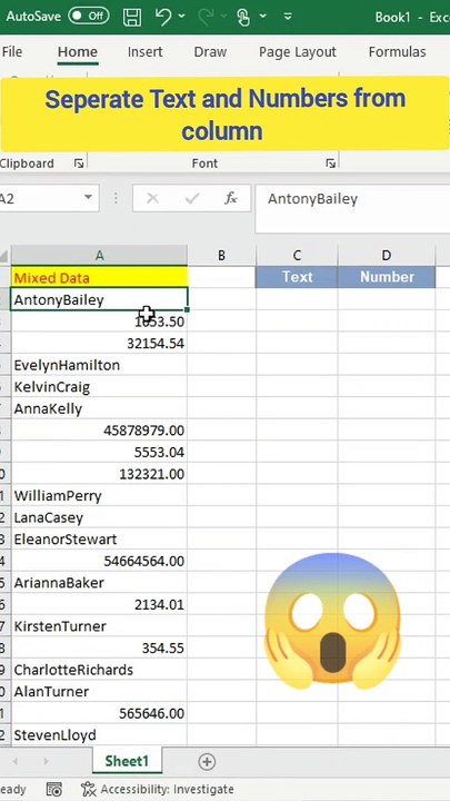 Seperate Text and Numbers from column Excel | Excel interview questions #excel #shorts #viral #reels #spreadsheetlovers Spreadsheet Lovers