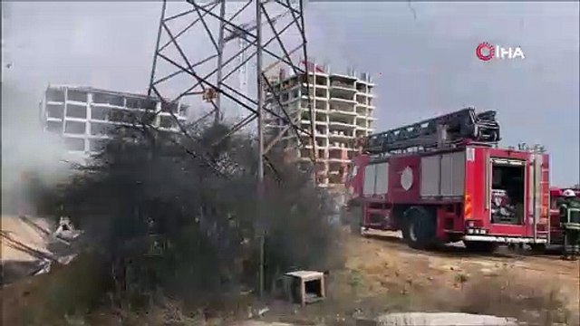 İşçilerin kaldığı 32 yataklı konteyner ev alev alev yandı