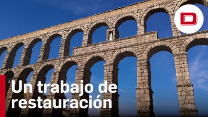 La limpieza integral a la que se somete el Acueducto de Segovia