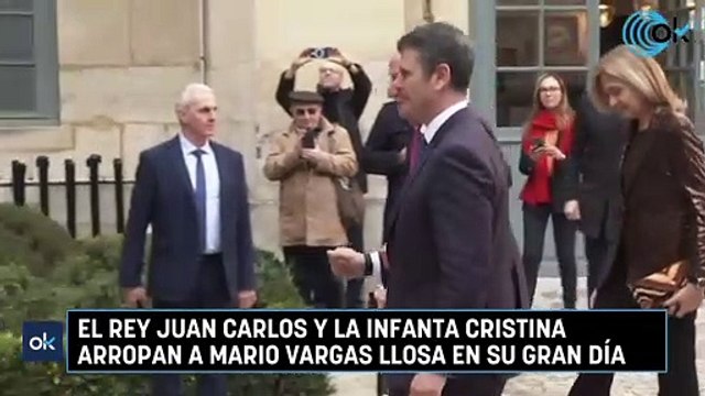 El Rey Juan Carlos y la Infanta Cristina arropan a Mario Vargas Llosa en su gran día